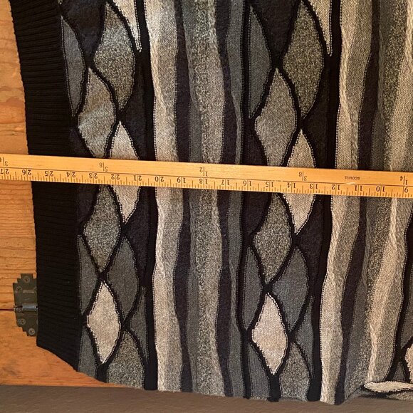 Gio Ferrari Italy Merino Wool blend vintage sweater Black Greys size 50 Large - Picture 6 of 7